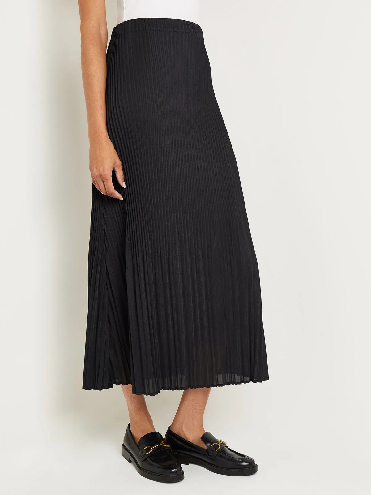 Pleated Crepe de Chine Maxi Skirt