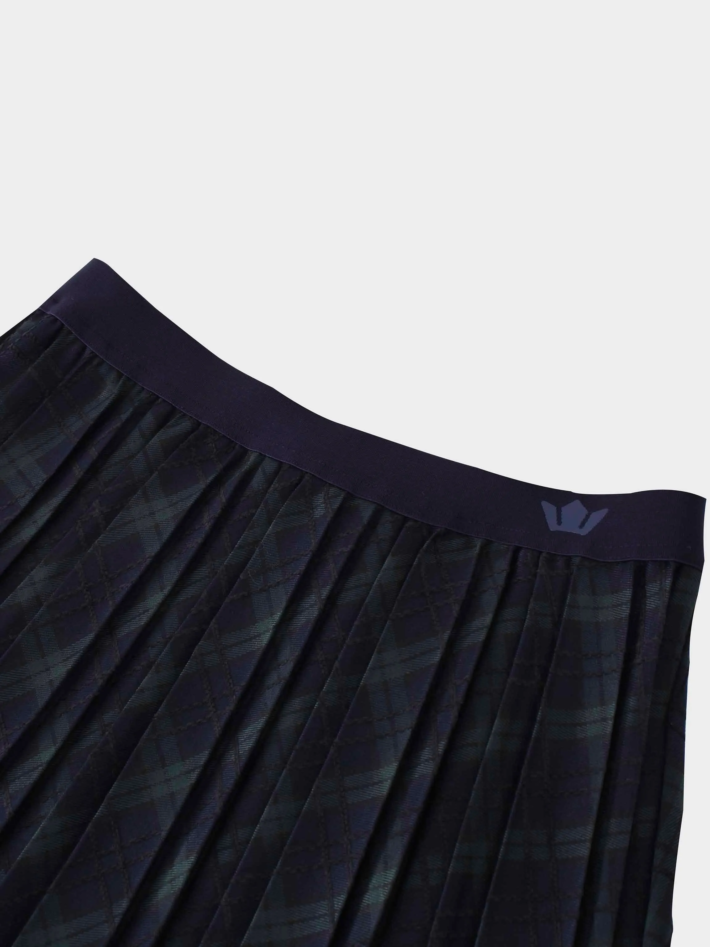 Pleated Plaid Skirt-Green/Blue