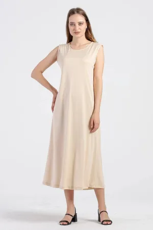 Plus Size Beige Sleeveless Inner Slip Abaya Dress for Muslim Women