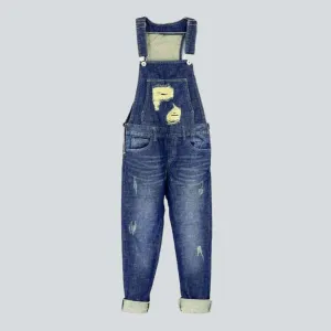 Ripped women's denim overall