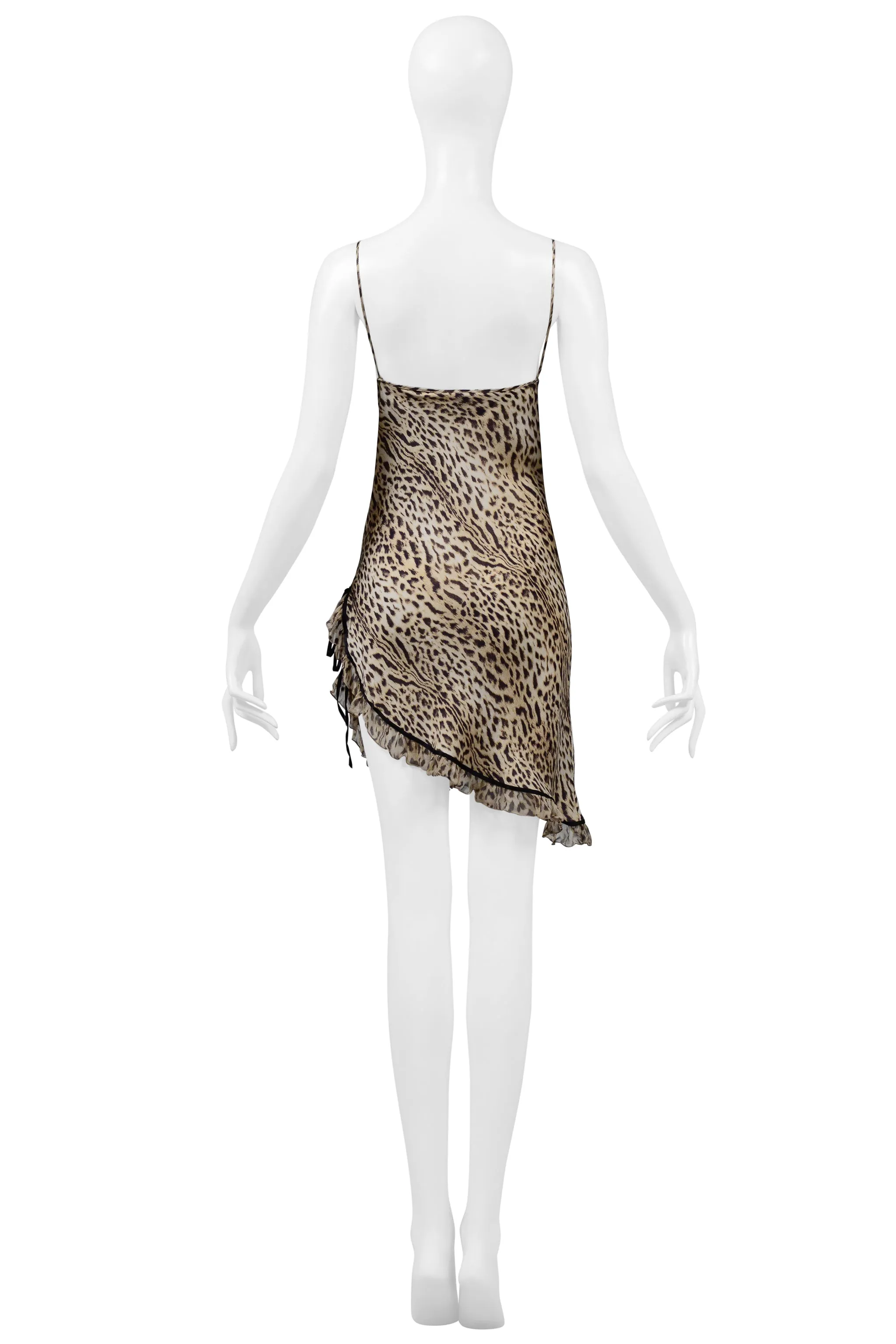 ROBERTO CAVALLI LEOPARD PRINT SILK MINI SLIP DRESS