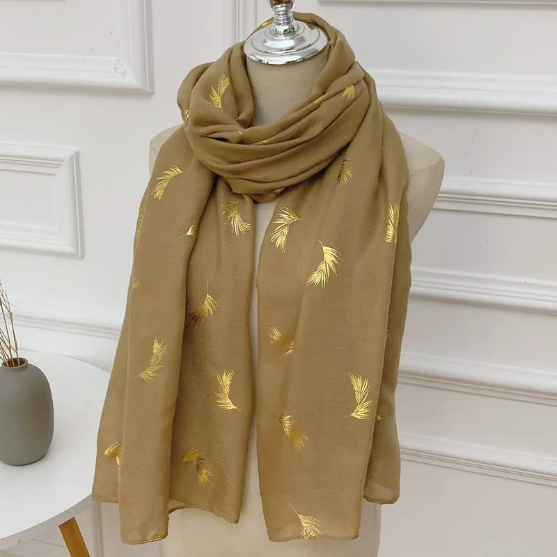 Romantic Gold Pattern Silk Scarf