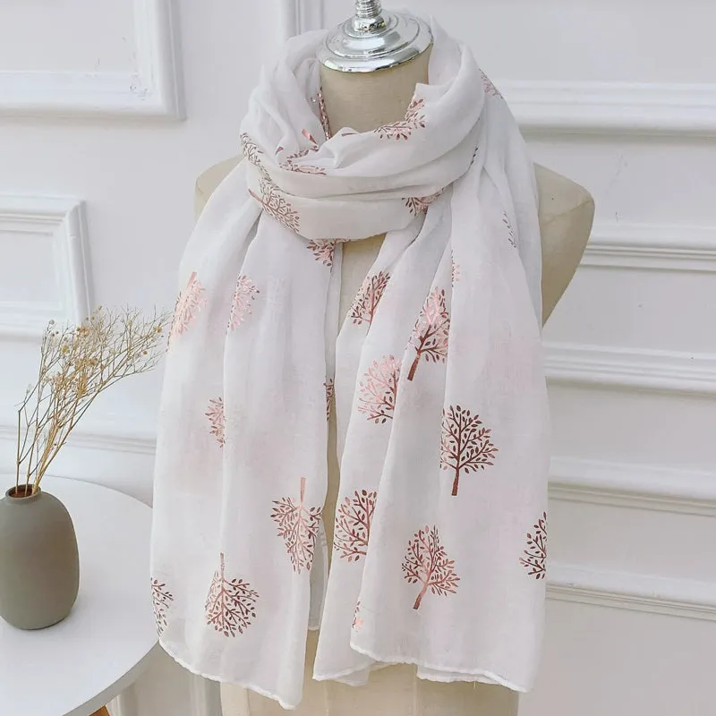 Romantic Gold Pattern Silk Scarf