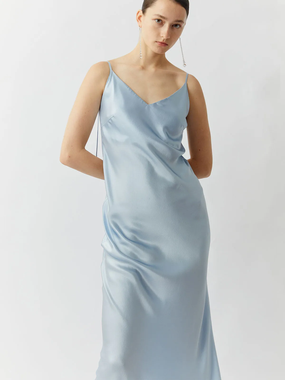 SILKINC Crystal Bias Cut V-Neck Long Slip Dress (Spirit slip)