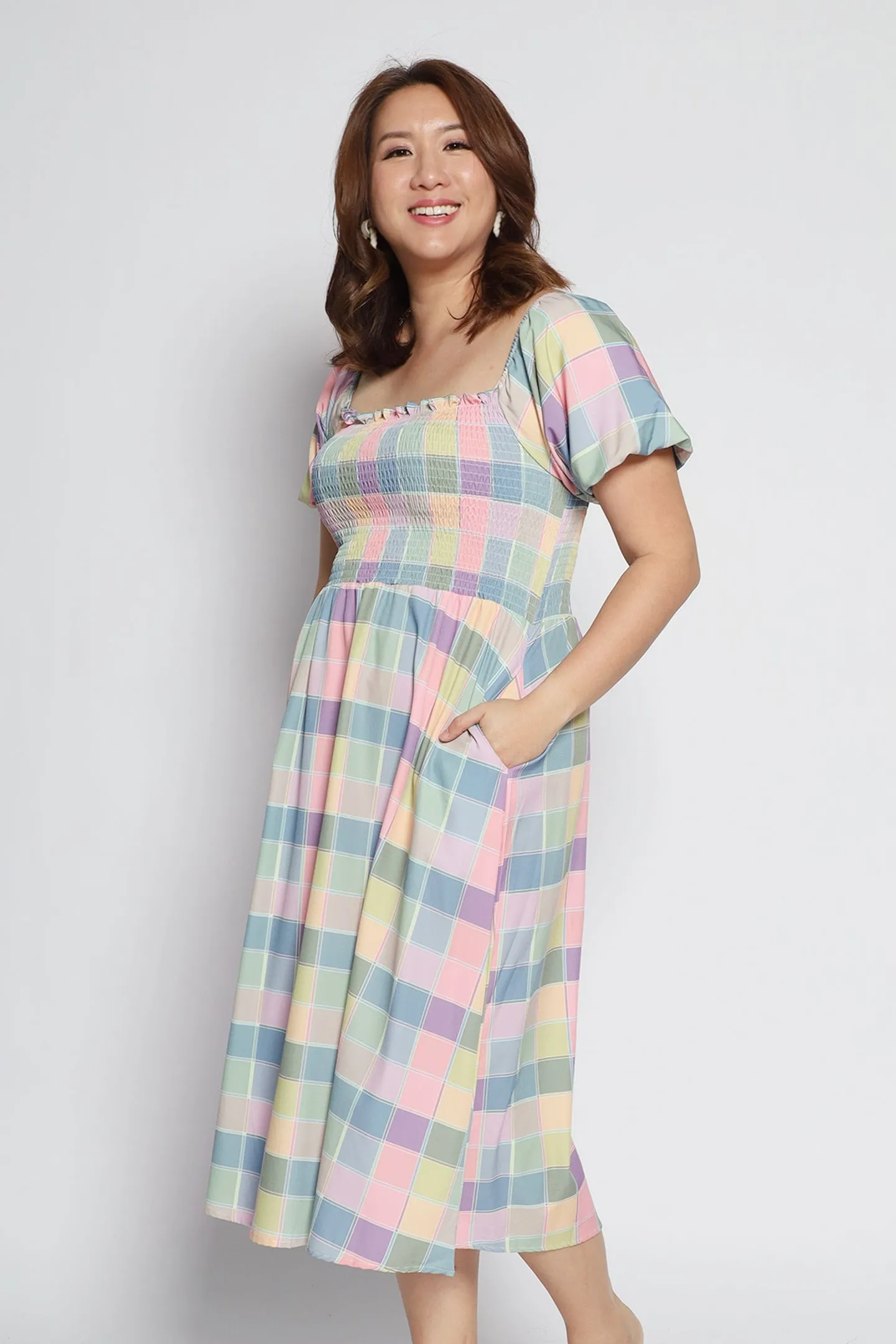 Sora Dress in Rainbow Checks