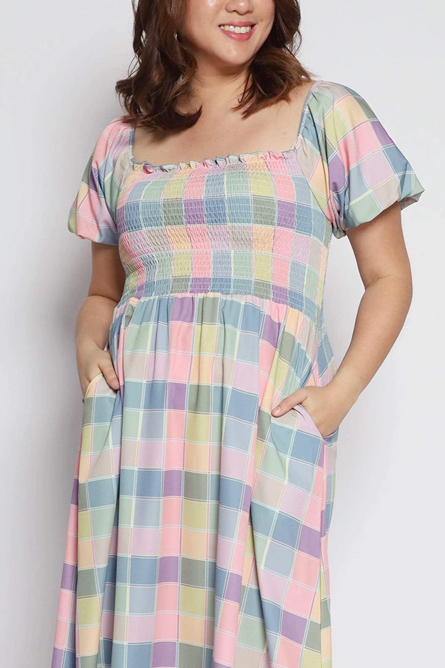 Sora Dress in Rainbow Checks