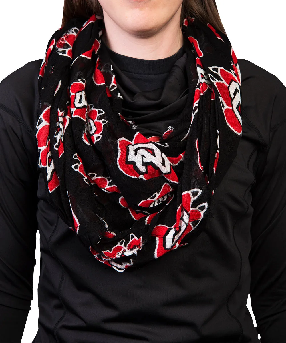 South Dakota Coyotes Black SD Paw Infinity Scarf