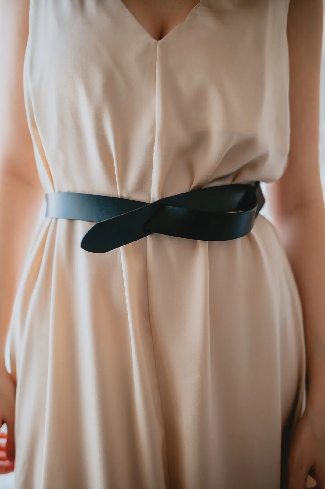 The Cassidy Belted Slip Dress - Champagne