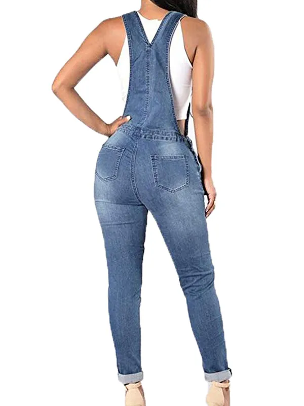 Tight Ripped Denim Overall