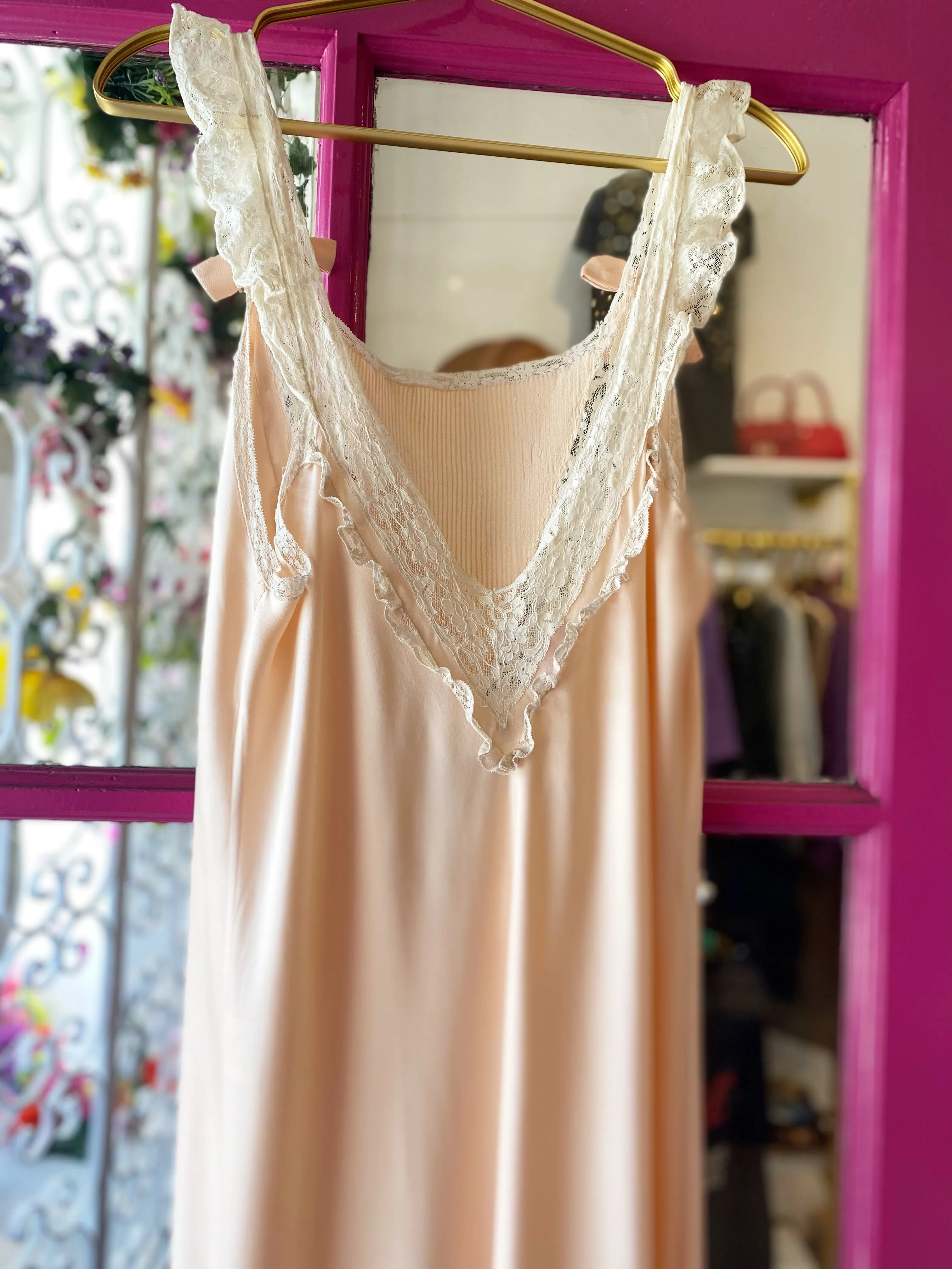 Vintage Pink Silk Slip Dress