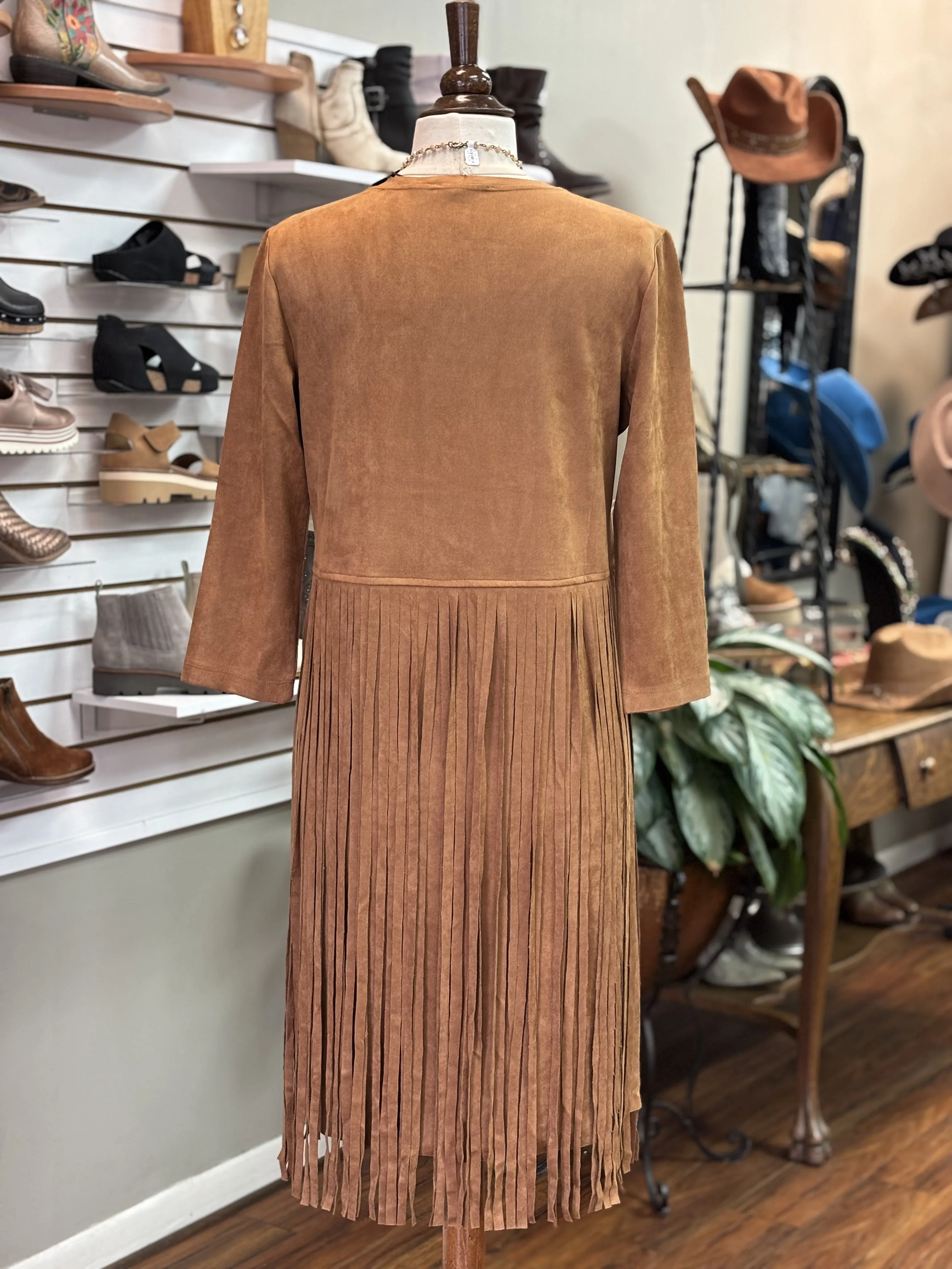 W.A.Y. - Suede Brown Fringe Dress