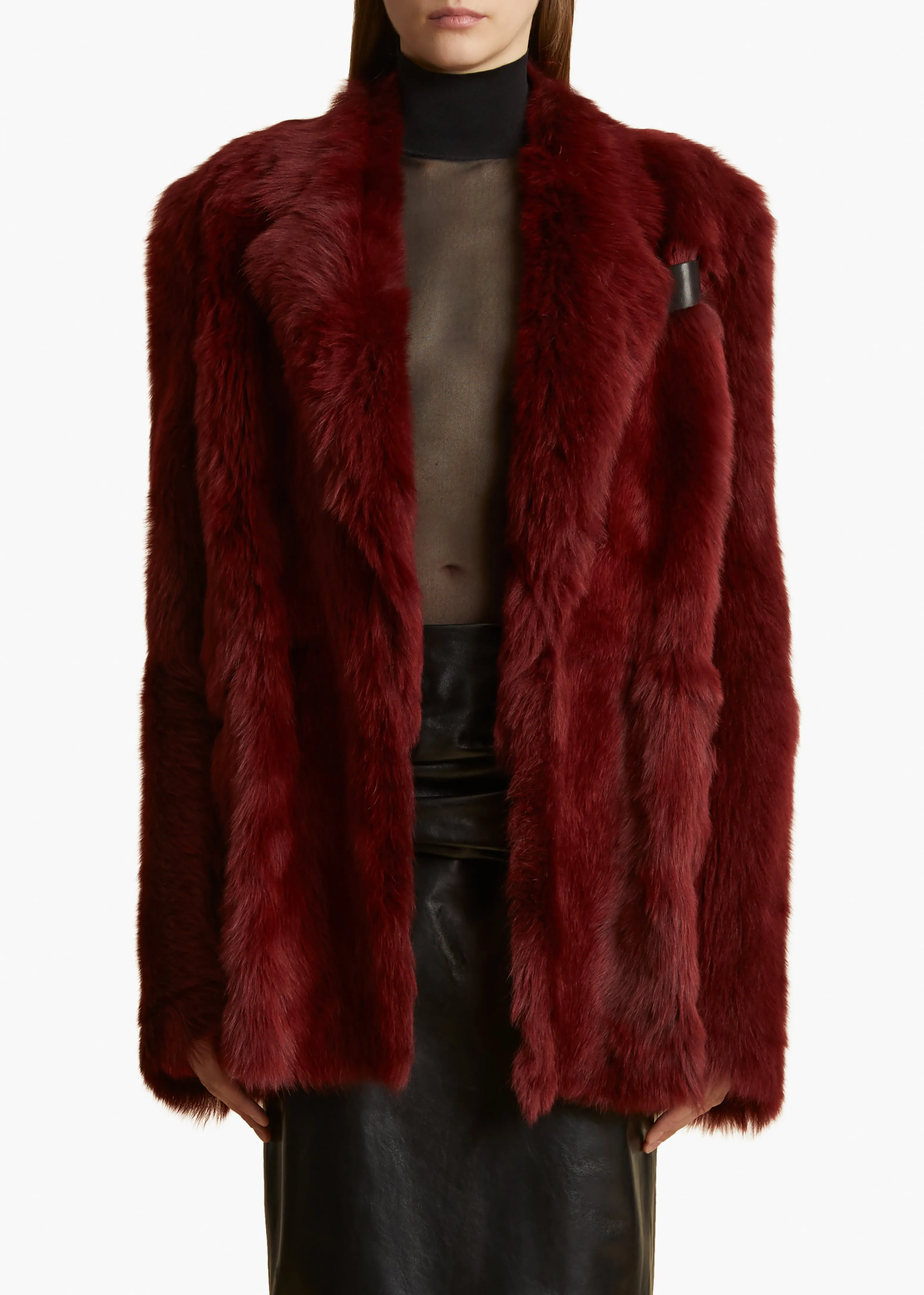 Willow Shearling Jacket in Oxblood Shearling