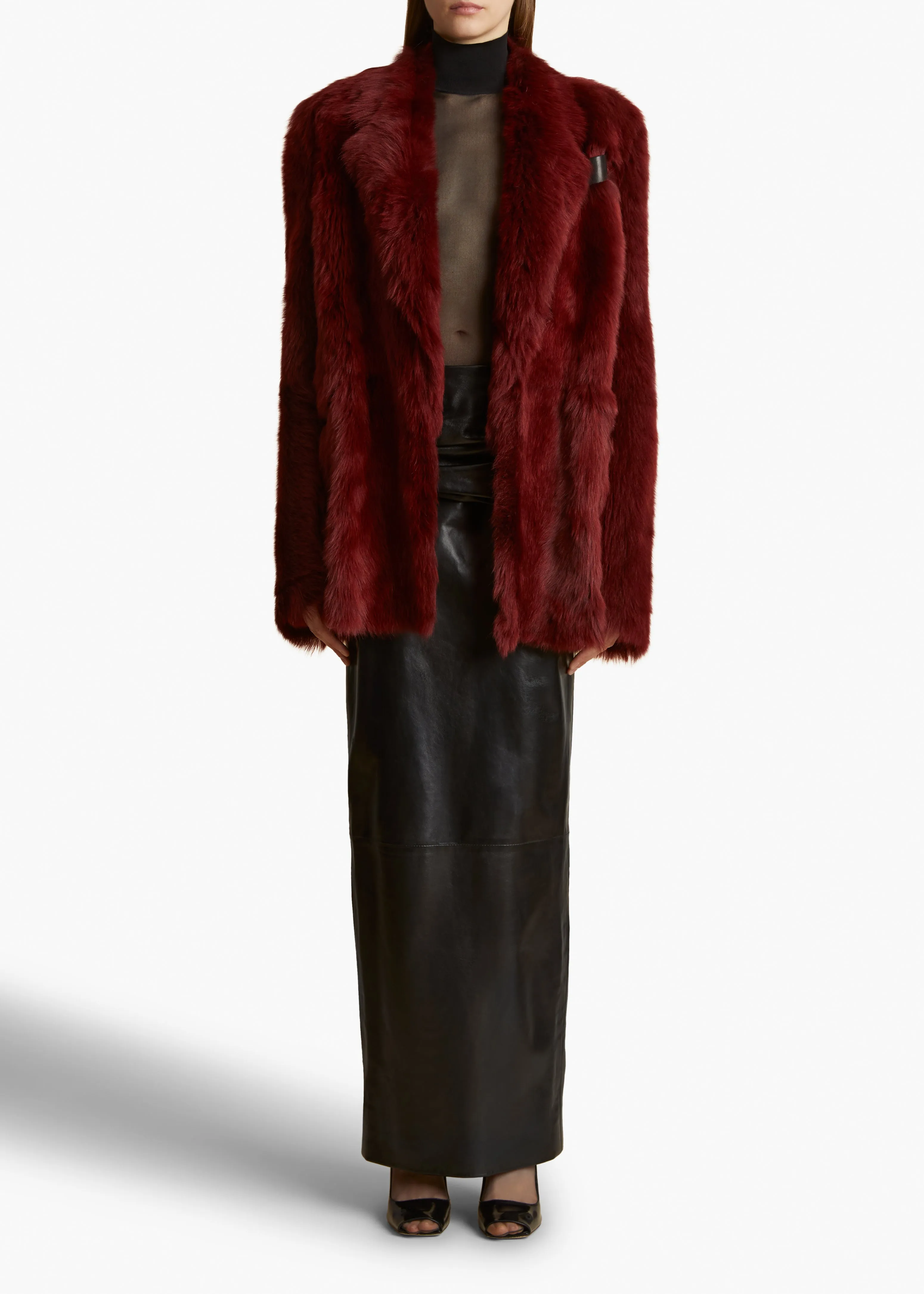 Willow Shearling Jacket in Oxblood Shearling