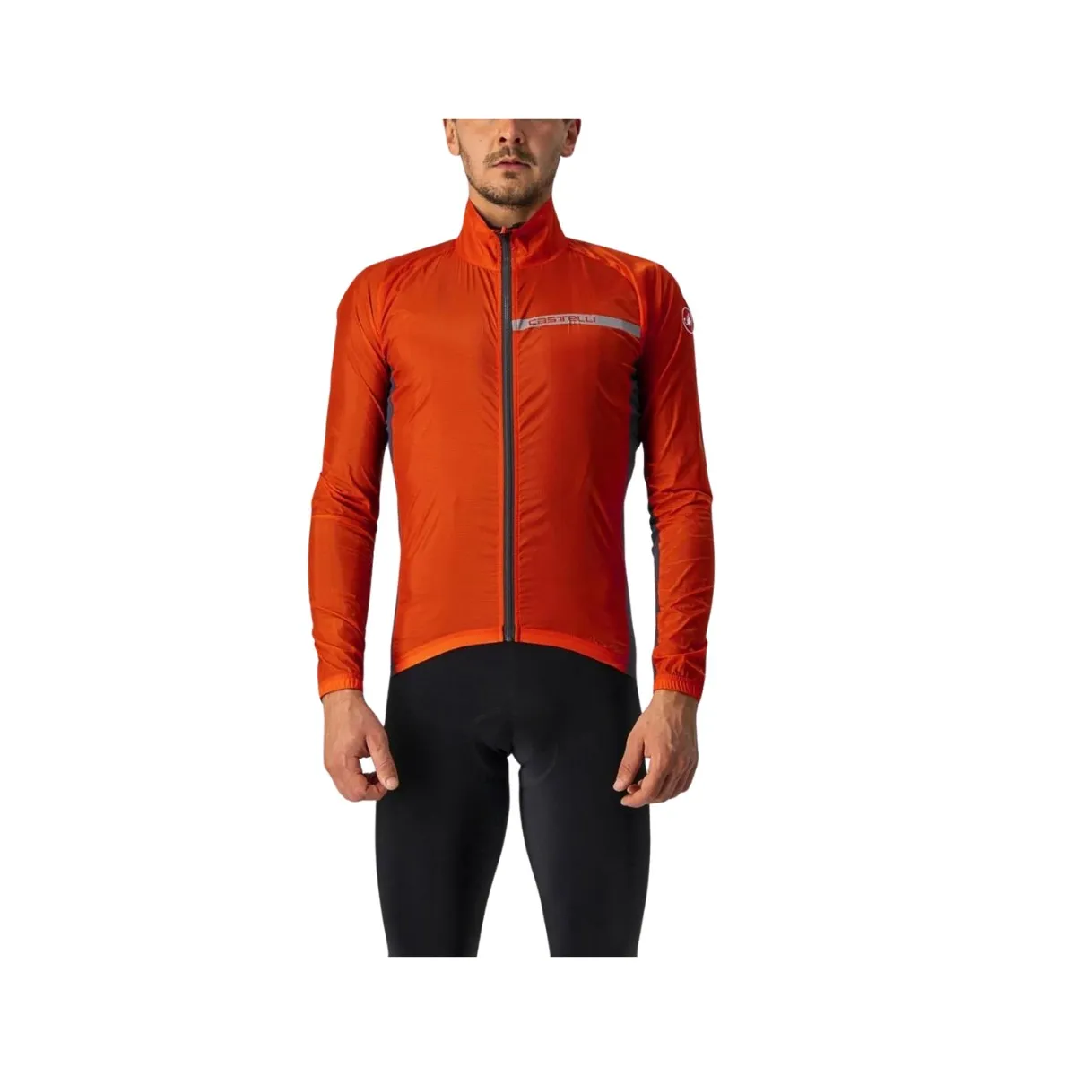 Windbreaker Jacket Castelli Squadra Stretch Orange Grey