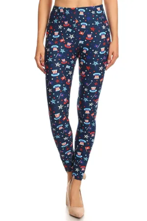 Women's 3 X 5X American Spirit Pattern Printed Leggings