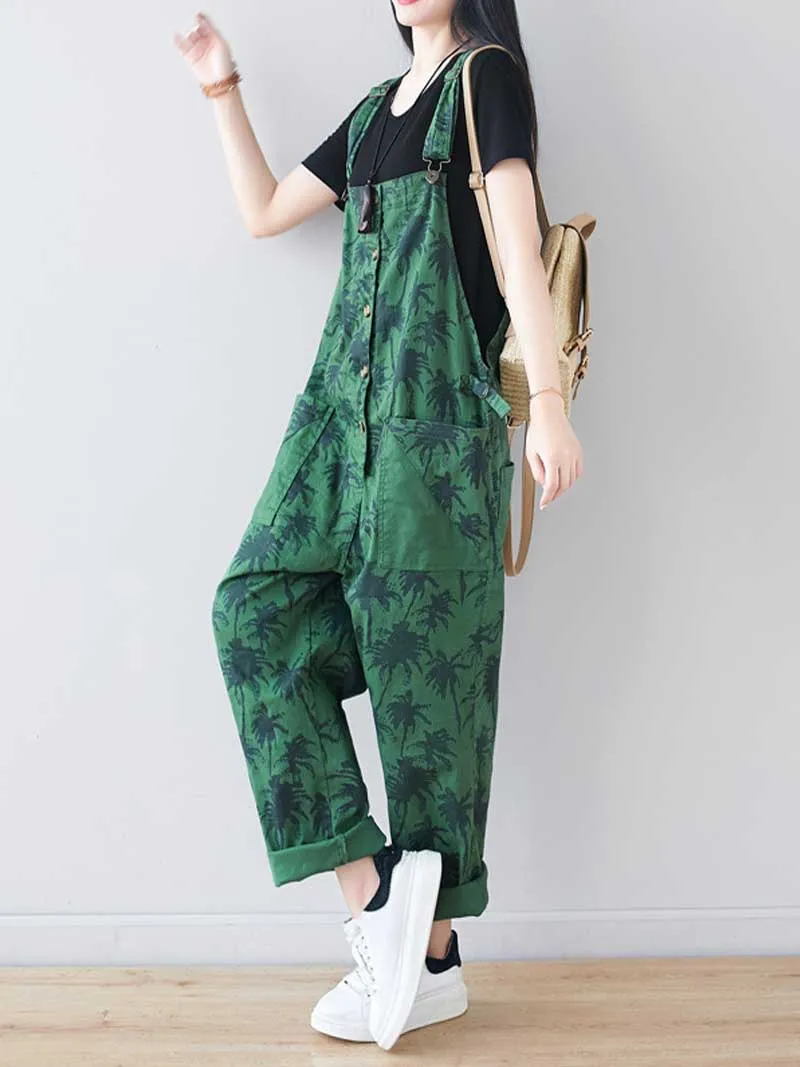 Work Hard Printed Cotton Overall Dungarees