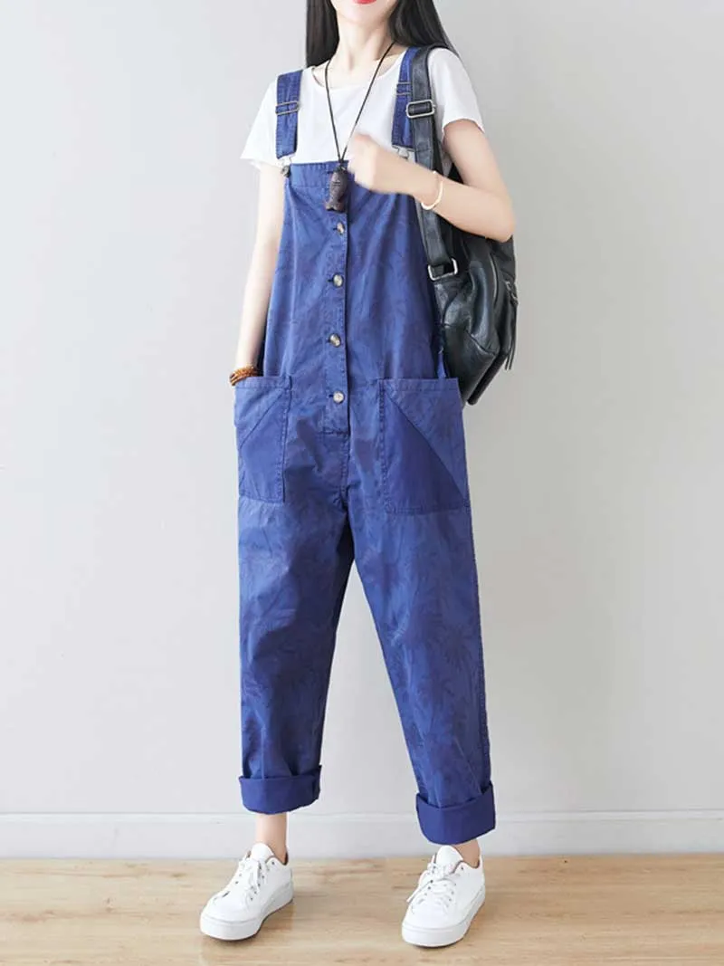 Work Hard Printed Cotton Overall Dungarees