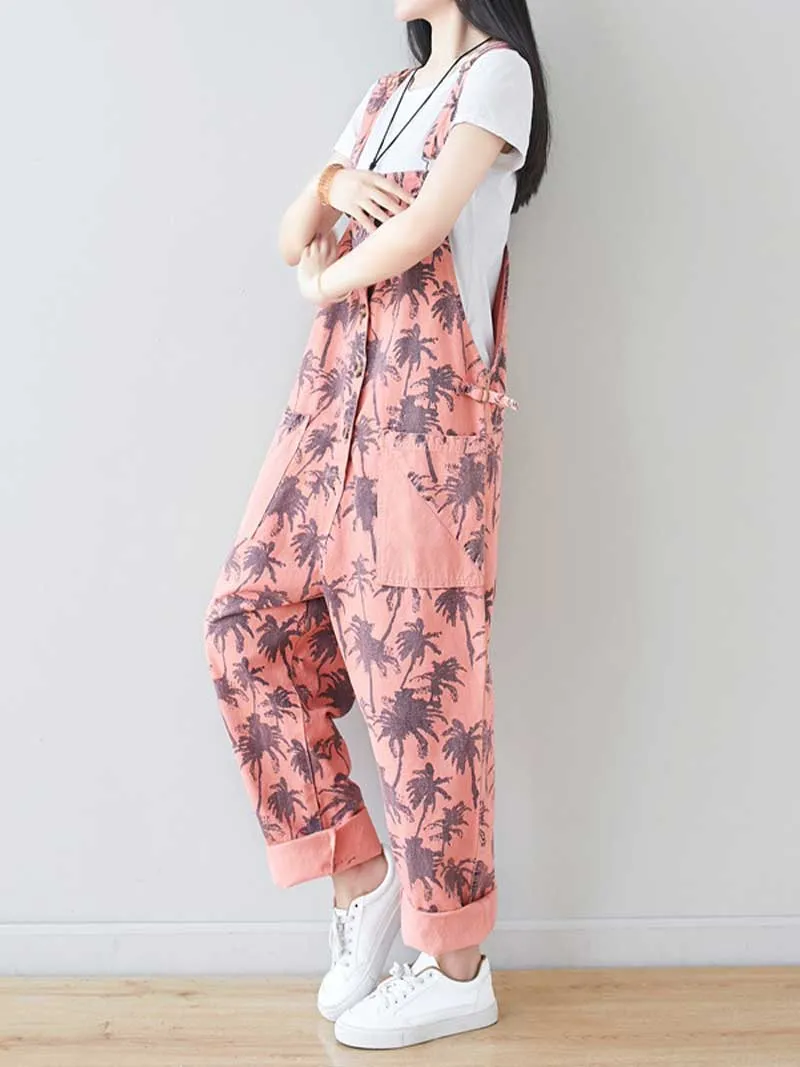 Work Hard Printed Cotton Overall Dungarees