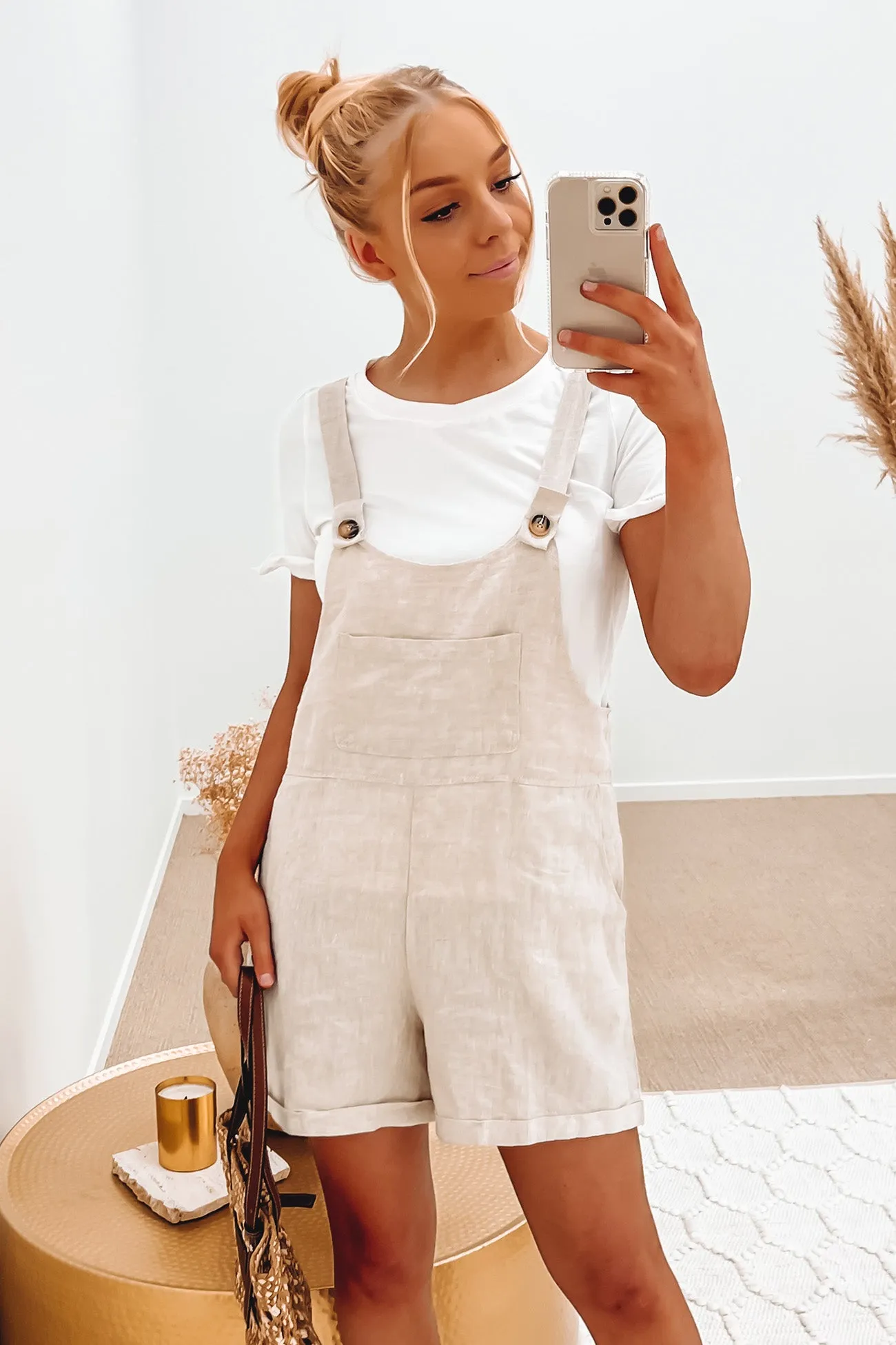 Zenni Linen Overall Beige